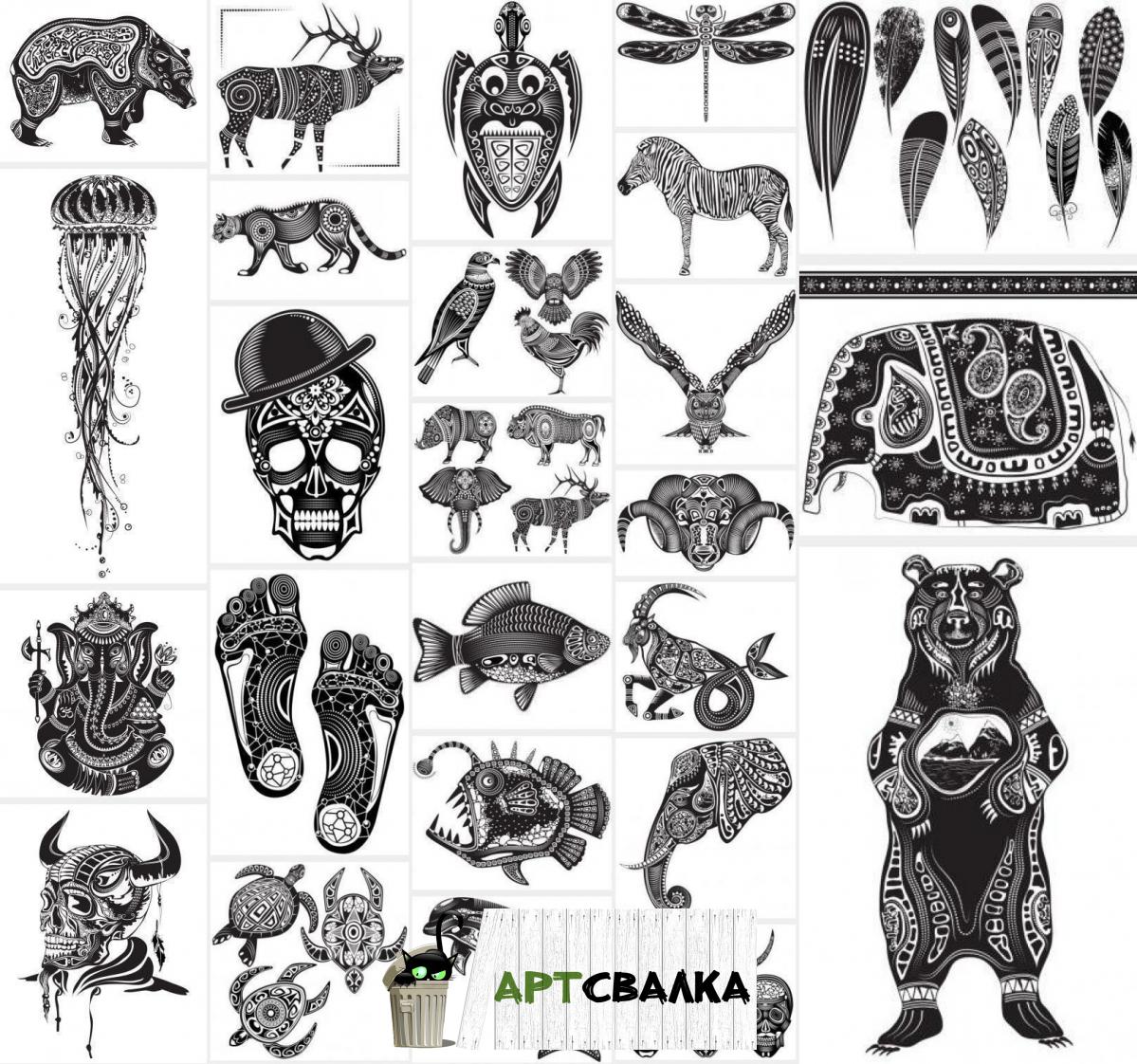 Рисунки Хной животных и черепов | Henna and animal skulls
